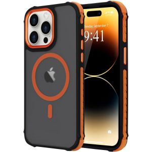 KALANKA-Coque Magn&iquest;&iquest;tique pour iPhone 14 Pro Compatible avec MagSafe Recharge sans Fil &iquest;&iquest;tui Housse de Protection Antichoc en TPU Antichoc/PC Dur Housse Arri&iquest;&iquest;re pour iPhone 14 Pro,Orange - Neuf