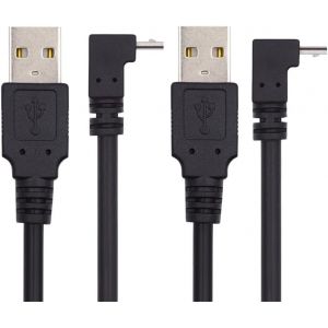 C&acirc;ble De Charge De Donn&eacute;es Coud&eacute; Vers Le Haut Et Vers Le Bas &Agrave; 90 Degr&eacute;s Micro Usb 5 Broches Vers Usb 2.0 Type-A Pour T&eacute;l&eacute;phone, Tablette, Appareil Photo 100 Cm - Neuf