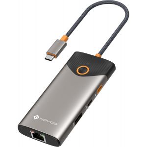 USB C Hub, 7-en-1 Dock avec HDMI 4K &agrave; 60Hz, 1 Gbps Ethernet, 100 W PD Charge, Ports USB-A/C 5 Gbps, Station d'accueil Compatible pour MacBook, iPad, iPhone, Dell, HP, Surface - Neuf