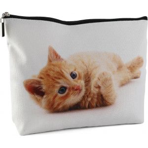 MAA-Pochette Maquillage, Petite Trousse de Toilette, Style Chat Mignon Trousse Maquillage pour Amoureux des Chats, Trousse de Toilette Personnalisé Portable pour Festival Anniversaire Cadeau - Neuf