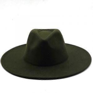 Simple British Style Hiver Laine Solide Classique Fedoras Casquette Hommes Femmes Panama Jazz Chapeau 9.5cm Large Brim Big Fedoras - Neuf
