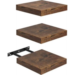 CAUC-&Eacute;tag&egrave;re Murale 20x20cm Salle de Bain Lot de 3 Solution Rangement Compacte Espace R&eacute;duit Cuisine, Marron Vintage - Neuf