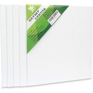 Toile Blanche Pour Peinture Acrylique Ou Huile - Lot De 5 - Toiles &Agrave; Peindre Avec Chassis En Bois De Pin - Tableau Vierge A Peindre - Format 20cm X 20cm - Neuf