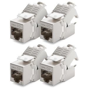 ERYI-4X Cat 8 Module Jack Keystone - Câble De Brassage Réseau Optimal Pour Cat8 Cat7 Cat7A - Connecteur Blindé Stp Prise Rj45 - Panneau De Brassage Support Keystone - Neuf