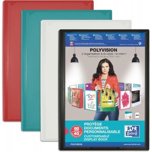 BNHGC-OXFORD Porte Vue Polyvision A4 80 vues / 40 Pochettes Couverture Polypro Opaque Couleur Aléatoire - Neuf