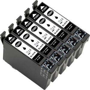 Lot de 5 cartouches d'encre compatibles T0801 pour Epson T0801 Stylus Photo R265 R360 R285 RX585 PX700W P50 PX650 PX810FW PX710W PX820FWD PX720WD - Neuf