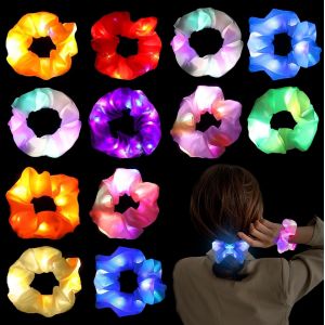 Bin Lot De 12 &Eacute;lastiques &Agrave; Cheveux Lumineux &Agrave; Led Avec 3 Modes D'&eacute;clairage - Pour Femmes Et Filles - Pour Le Nouvel An, Le Carnaval, Les F&ecirc;tes Costum&eacute;es - Neuf