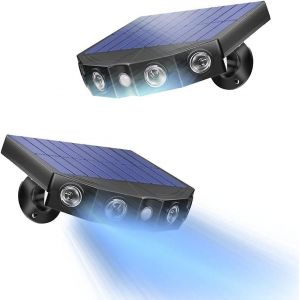 Lampes Solaires D'ext&eacute;rieur, [2 Pi&egrave;ces] Lampes Solaires D'ext&eacute;rieur, Projecteur Solaire 360&deg;, Lanterne Solaire &Eacute;tanche Pour Jardin (Courbe) [Classe &Eacute;nerg&eacute;tique A+++] - Neuf
