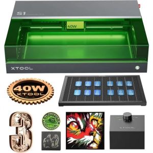 xTool S1 40W Graveur Decoupe Laser avec Panneau de Travail et Assistance d'air, Positionnement a Pin-Point, 600 mms, Gravure Laser - Neuf