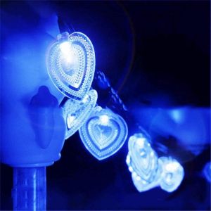 Kal-Guirlandes Solaires De Coeur Extérieure, Étanche 20led Coeurs Ambiance Lampe Solaire Guirlande Lumineuse Decorative Pour Maison Jardin Noël Fête Mariage Valentin Éclairage Décoration (Bleu) - Neuf