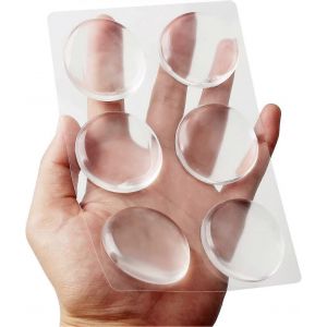 Paquet de 6 but&eacute;e de porte en silicone 4cm collant mur protecteur de porte poign&eacute;e prise ronde transparent &eacute;lastique pare-chocs pad porte sol armoire murale - Neuf