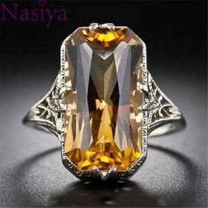 Bague En Citrine - Argent 925 - Mod&egrave;le 6 - Bijoux &Agrave; Main Exag&eacute;r&eacute;s - Neuf