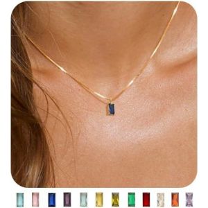 Tianyi-Collier Femme 14k Plaqu&eacute; Or Collier En Pierre De Naissance Diamant Pendentif Birthstone Collier Bijoux No&euml;l Anniversaire Saint Valentin Personnalis&eacute;s Cadeau Maman M&egrave;res Enfant Fille - Neuf