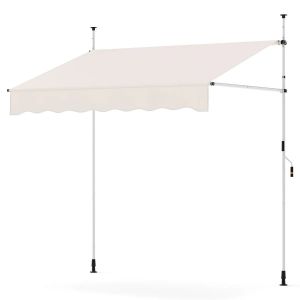 Store Banne R&eacute;tractable 200 Cm X 120 Cm R&eacute;glable 210-300 Cm Avec Manivelle Moderne En Polyester Blanc Helloshop26 20_0013639 - Neuf