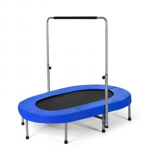 Trampoline Double Pliable 153 X 100 X 88-132 Cm Avec Poign&eacute;e R&eacute;glable 40 Ressorts Robustes Ambiance Ludique En Pvc Bleu Helloshop26 20_0014486 - Neuf