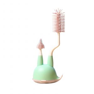 Ensemble De Brosse &Agrave; Biberon En Silicone Ensemble De Rotation &Agrave; 360&deg; Brosse De Nettoyage De Biberon Multifonctionnelle Brosse De Nettoyage De Biberon Spins Rose Vert - Neuf