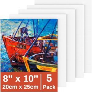 Mevronisshop-Toile Peinture 20x25cm, 5 Toile A Peindre Pr&eacute;-&Eacute;tir&eacute;e Coton Sans Acide Adapt&eacute;es Pour Acryliques, Peintures &Agrave; L'huile, Gouache - Neuf