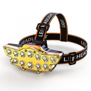 Lampe Frontale Etanche A 12 Led, Rechargeable Par Usb, Ideale Pour Les Promenades Nocturnes, La Randonnee, La Peche Ou Comme Lampe Frontale De Luxe Doree - Neuf