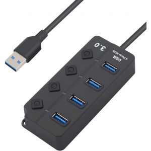 CIVV-Hub Usb 4 Ports Usb 3.0,Adaptateur Usb,Répartiteur Usb,D'Extension Avec Interrupteurs Marche Arrêt Individuels Pour Ps5 Pc Ordinateur Portable,Clé Usb,Macbook Et Plus Encore - Neuf