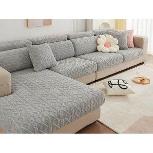 Housse de canapé extensible 2 places - Housse élastique pour coussin de canapé - Gris - Neuf