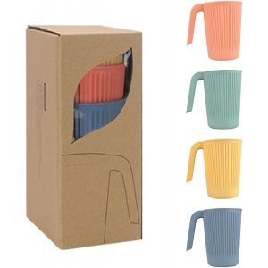 Mevronisshop-4 Pièces Tasse À Boire Reutilisable Tasse Empilable Tasse À Café Tasse Camping Pp Mug Avec Poignée 350 Ml Pour Pique-Nique, Cuisine, Café - Neuf