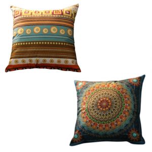 Housse De Coussin, Ensemble De 2 Retro Style Ethnique En Peluche Decorative Taies D'oreiller Canape-Chambre A Coucher Maison De 45 X 45 Cm, Vintage Style Ethnique Housse De Coussin (A) - Neuf