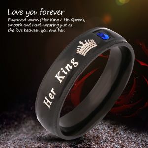 Bague Ronde En Acier Titane Pour Couple Amoureux Avec Decoration En Zircon (9# Homme) - Neuf