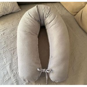 Coussin De Grossesse - Coussin D'allaitement - 170 Cm - Coussin De Positionnement Lat&eacute;ral 100 % Coton - Avec Housse Amovible - Coussin Ergonomique Pour Dormir (Gaufr&eacute; Vieux Rose/Gris Lisse) - Neuf