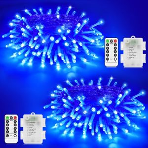 Jgd-Lot De 2 Guirlandes Lumineuses De No&euml;l &Agrave; Piles - 200 Led Transparentes - &Eacute;tanche - Avec Minuterie &Agrave; Distance - 8 Modes - Pour Int&eacute;rieur, Chambre &Agrave; Coucher, Ext&eacute;rieur, Jardin, D&eacute;corations De Maria - Neuf