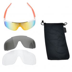 Lunettes De Soleil Polarisees Pour Sports De Plein Air, Anti-Uv, Pour Velo (Blanc Et Orange) - Neuf