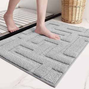 Tapis de bain antidérapant 40 x 60 cm, absorbant et lavable, en microfibre grise, pour salle de bain, toilettes, cuisine et couloir. - Neuf