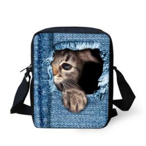 (style 3) Sac &agrave; bandouli&egrave;re en jean imprim&eacute; Coloranimal avec motif petit chien ou chat, motif animal de compagnie - Neuf