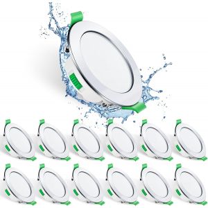 Alusso Lighting Spot Led Encastrable 7w 230v Dimmable, 3000k 4000k 6500k Couleur Réglable Spot Salle De Bain Ip65, Extra Plat 29mm Spot Plafond, Lot De 6, Rond Blanc - Neuf