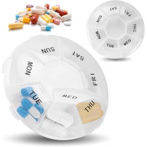 2 Pièces Pilulier Semainier 7 Jours,Pilulier Journalier Facile À Ouvrir,Pilulier Semaine Avec 7 Compartiments,Planificateur De Médecine Boîtes De Distribution,Pour Vitamines Médicaments(Blanc) - Neuf