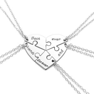 Kales-Colliers D'amitié Pour 4/5 Meilleurs Amis Gravure Best Friends Forever,Bff Coeur Brisé Puzzle Divisé Pour Amies,Colliers Distance Cadeau Pour Amis Graduation Fin Année Anniversaire - Neuf