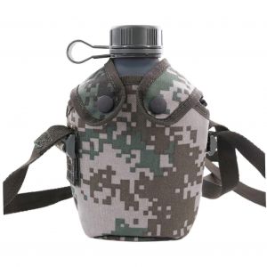 Gourde Isotherme De 1 Litre En Aluminium Avec Revetement Camouflage Et Sangle, Ideale Pour Le Camping, La Randonnee Et Les Activites De Plein Air Grace A Sa Boucle De Ceinture. - Neuf