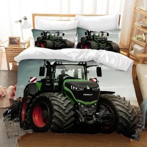 Sjzg-Housse De Couette Tracteur 3 Pièces,Parure De Lit Tracteur 1/2 Personne Avec 2 Taies D'oreiller 65x65 Cm,Housse De Couette Microfibre Pour Adolescents (Tractor 05, 200 X 200 Cm) - Neuf