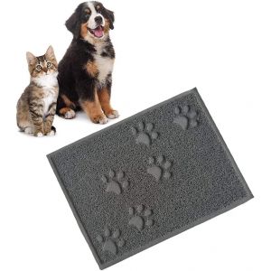 Tapis D'alimentation Antid&eacute;rapant Pour Animaux, Tapis Imperm&eacute;able Pour Gamelle De Chiens Et Chats, Set De Table Gris - Neuf