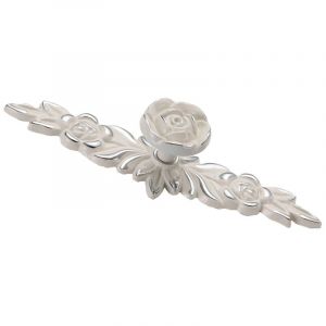 HJLIAN Boutons de meuble Euro Rose vintage exquis 3D en alliage de zinc, poignees de tiroir en forme de fleur pour cuisine, chambre et salle de bain, feuille ivoire avec bordure argentee M - Neuf