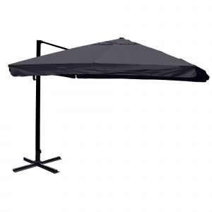 Parasol Déporté 5 M Toile Polyester Anthracite Structure Aluminium/Acier Sans Pied 04_0007958 - Neuf