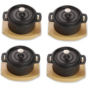 Jexnovashop-Echtwerk Marmite En Fonte, Mini Marmite Avec Planche De Service, Petite Broche, D&eacute;j&agrave; Br&ucirc;l&eacute;e, Convient Pour Le Four, Le Barbecue, Le Barbecue, Le Barbecue Et L'induction, Id&eacute;al Pour Le Ser - Neuf