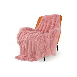 Plaid En Fausse Fourrure 130x160cm Rose Poudr&eacute; Double Face - Neuf