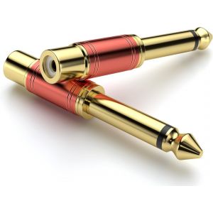 VornixorSarlshop-2 Pi&egrave;ces - Adaptateur Jack 6,35mm vers RCA, Adaptateur Audio RCA Femelle vers Jack 6,35mm M&acirc;le (Plaqu&eacute; Or 24K, Mono TS, Rouge) - Neuf