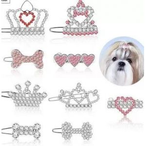9pcs Animal De Compagnie Chien Chat Pinces À Cheveux En Strass Pour Chien Accessoires Pour Cheveux Chiot De La Couronne Barrette Poils De Chien Arc Accessoires De Toilettage Pour Fille Chien Chat - Neuf