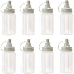 Lot de 8 mini bouteilles compressibles de 28 ml, boîte à bento, bouteille à condiments, ketchup, miel, sauce salade, vinaigrette, gris - Neuf
