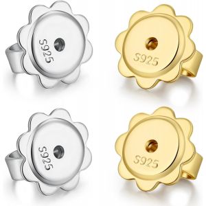 Kalanka-18k Blanc Or Plaqu&eacute; Fermoirs Boucles D'oreilles 925 Argent Sterling Pour Femmes Fermoir Boucle D'oreille Dos R&eacute;glable Ascenseurs - Neuf