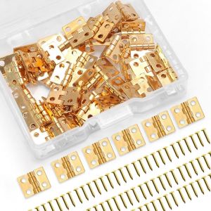 30Pcs charni&egrave;res Pliables 10x8mm, Petites Charni&egrave;res avec Clous de Quincaillerie, Mini Charni&egrave;res Petites Charni&egrave;res Mini Charniere en Laiton Charni&egrave;res,Petite Charni&egrave;res en Laiton pour Boite en Bois - Neuf