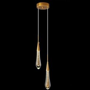 Subzonal-Luminaires Suspendus De Cuisine &Agrave; Intensit&eacute; Variable, Led Moderne Dor&eacute;e, Mini Lampe Suspendue En Cristal En Forme De Larme Pour &Icirc;lot De Cuisine, Chambre &Agrave; Coucher, Couloir, Entr&eacute;e (2 Lumi&egrave;re - Neuf
