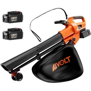 MEVRONISSHOP-Souffleur de Feuilles sans Fil 3 en 1 Aspirateur Broyeur de Feuilles Mortes avec 2 x 20V 4.0Ah Batterie, Bandouli&egrave;re, Sac de 40L et 2 Chargeurs pour Jardin Ext&eacute;rieur - Neuf