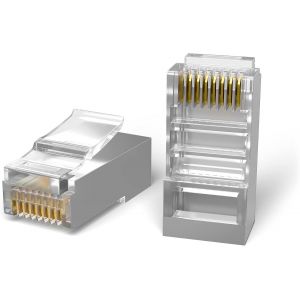 KAL-Connecteur Rj45 Cat6 | 100 Rj45 Pour Reseau Câble Ethernet, Câble Internet Haut Débit | Connecteur Ethernet 8P8C (Lot De 100, Cat6 Stp) - Neuf